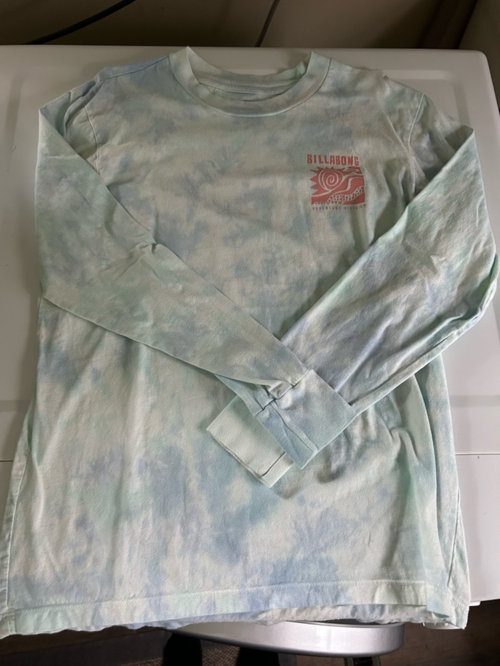 Billabong Pastel Tie-Dye Crewneck Tee - Mint Green & Light Blue